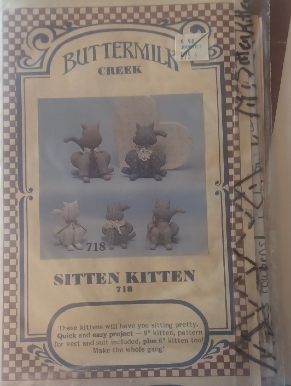 Cotton Ginnys Lola & Wendell Plush Cat and Buttermilk Creek Sitting Kittens - Picture 2 of 2